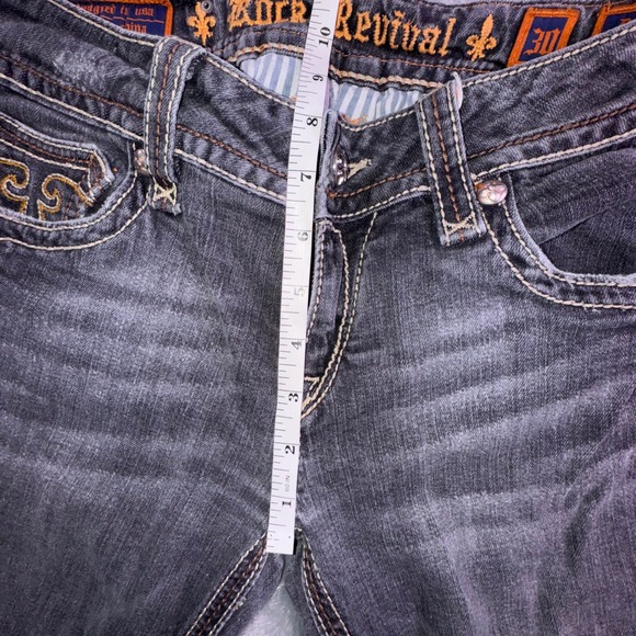 Rock Revival Jeans Womens 30 Debbie Straight Leg Faded Black Flap Pocket‎ Grunge - Picture 5 of 12